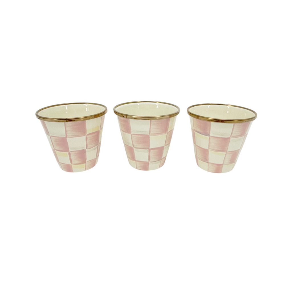 MACKENZIE-CHILDS Herb Pots in Rosy Check Set of 3 - Picture 6 of 11